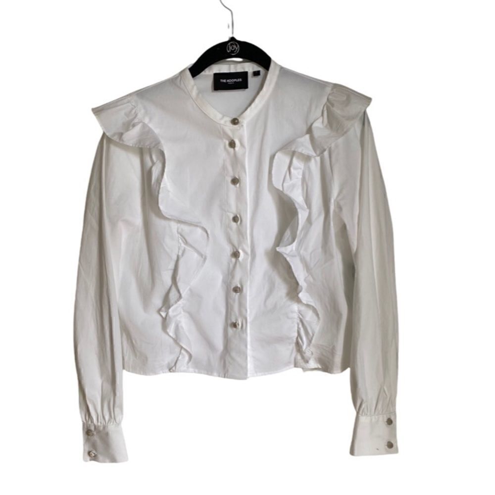 Kooples white ruffle blouse size 1 - Picture 1 of 8